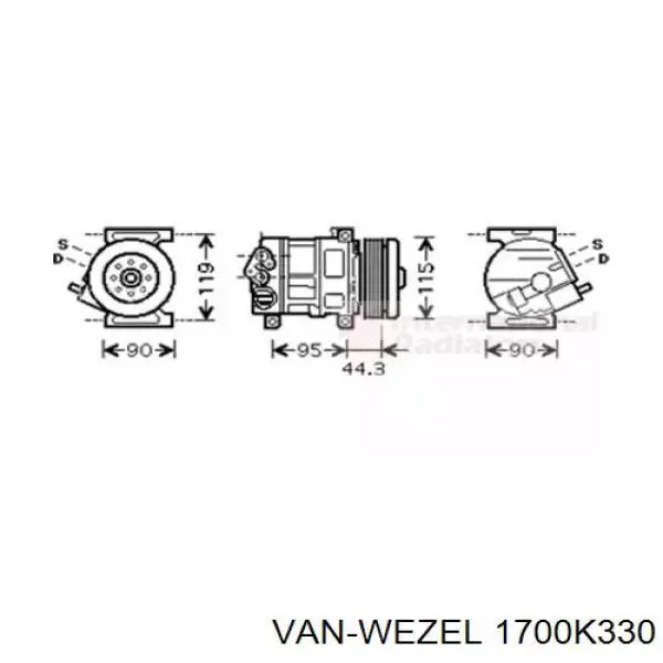 Компрессор кондиционера 1700K330 VAN Wezel