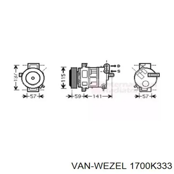 Компрессор кондиционера 1700K333 VAN Wezel