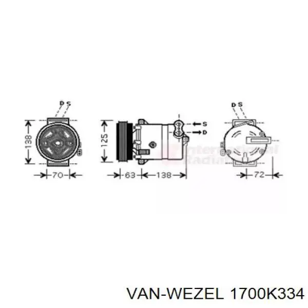 Компрессор кондиционера 1700K334 VAN Wezel