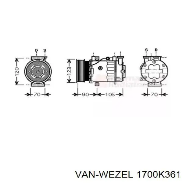 Компрессор кондиционера 1700K361 VAN Wezel