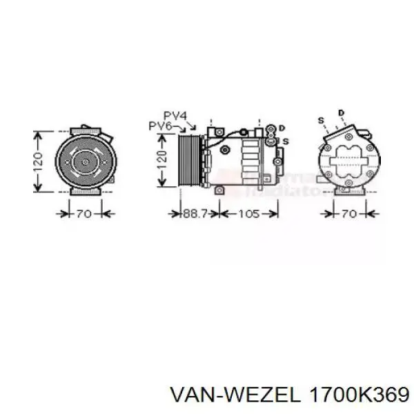 Компрессор кондиционера 1700K369 VAN Wezel