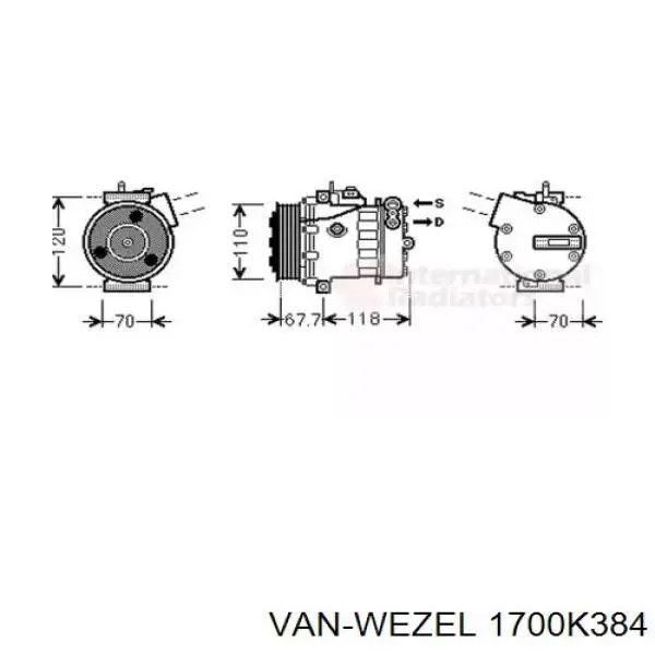 Компрессор кондиционера 1700K384 VAN Wezel