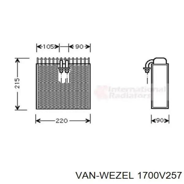 Испаритель кондиционера 1700V257 VAN Wezel