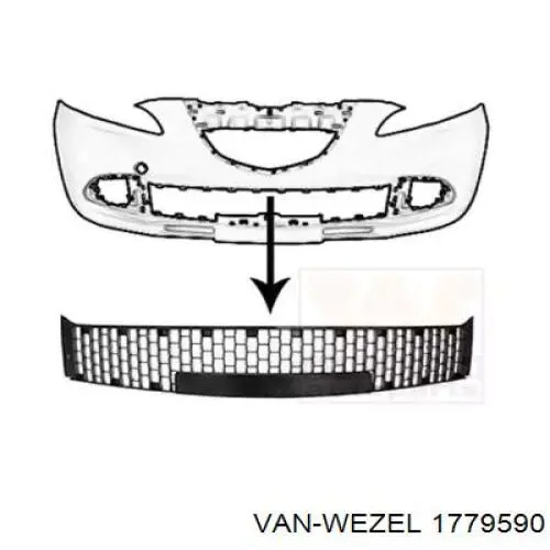 Решетка бампера переднего центральная 1779590 VAN Wezel