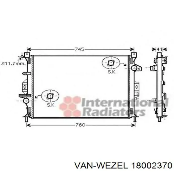 Купить 18002370 VAN Wezel Радиатор водяной