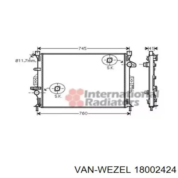 Радиатор 18002424 VAN Wezel