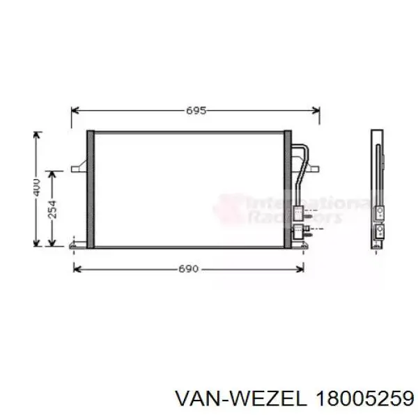 Радиатор кондиционера 18005259 VAN Wezel