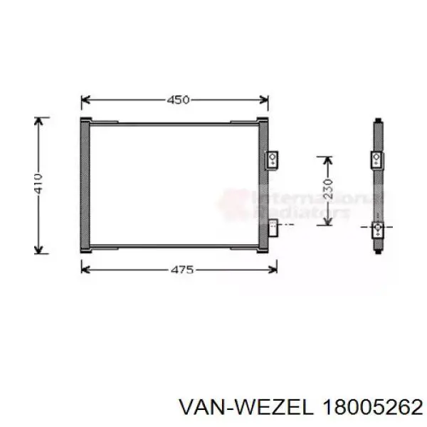 Радиатор кондиционера 18005262 VAN Wezel