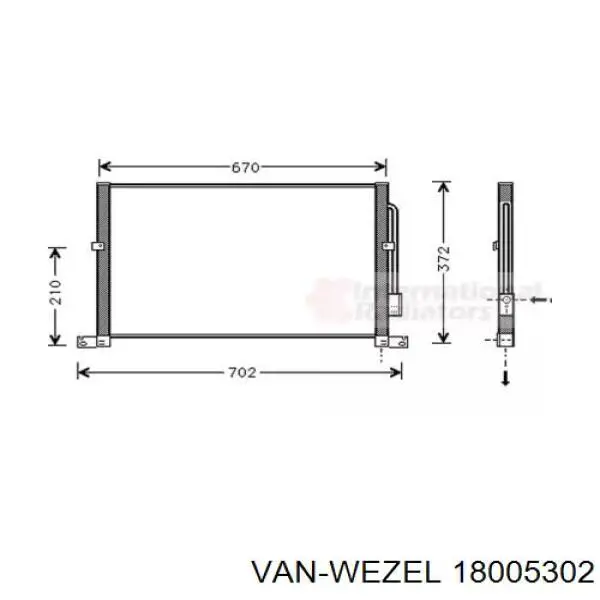 Радиатор кондиционера 18005302 VAN Wezel