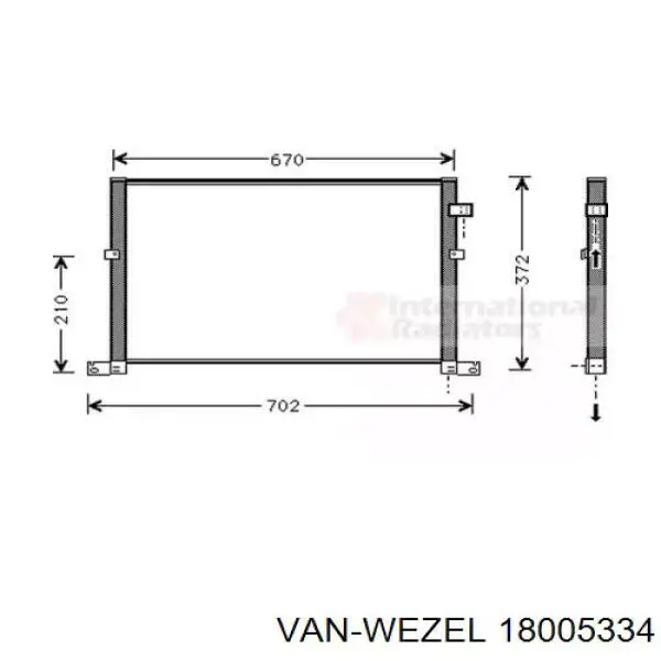 Радиатор кондиционера 18005334 VAN Wezel