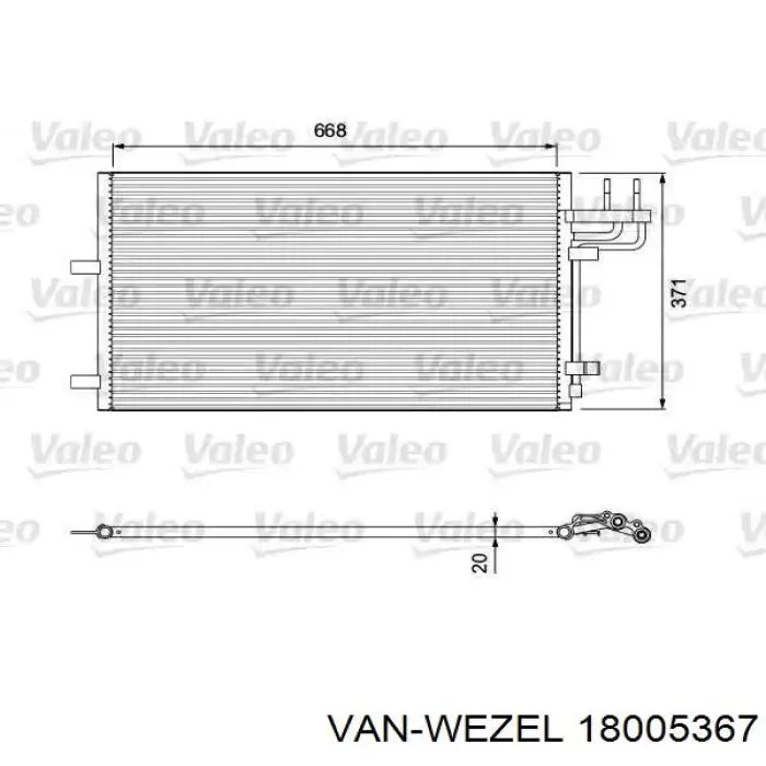 Радиатор охлаждения кондиционера VAN Wezel 18005367