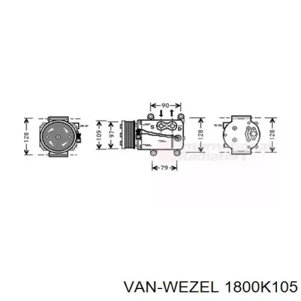 Компрессор кондиционера 1800K105 VAN Wezel