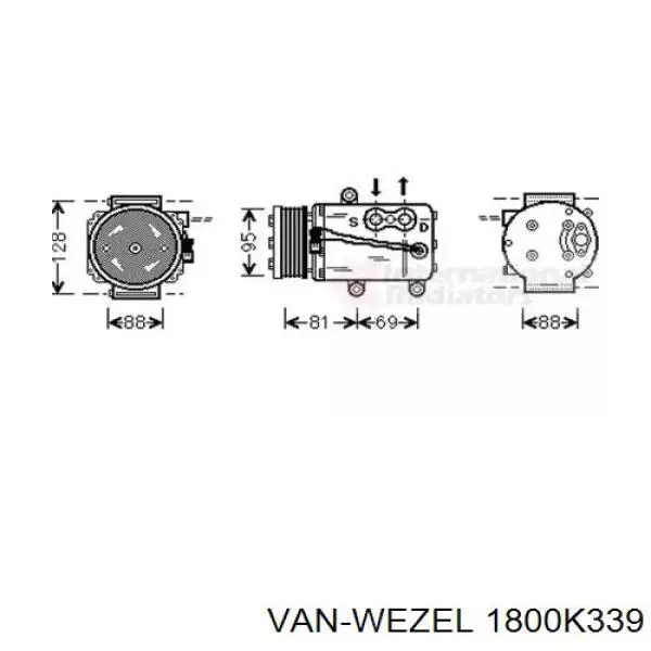 Компрессор кондиционера 1800K339 VAN Wezel