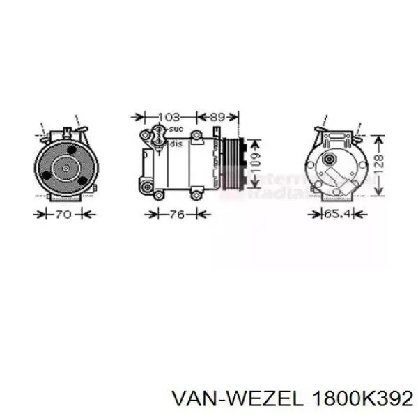 Компрессор кондиционера 1800K392 VAN Wezel