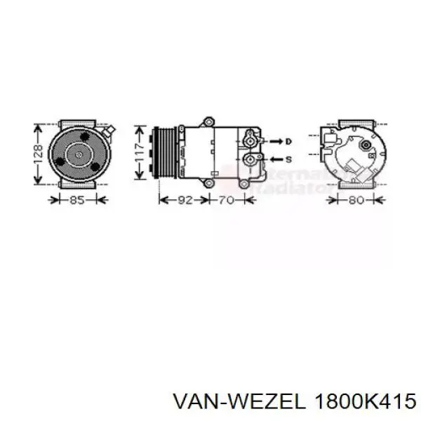 Компрессор кондиционера 1800K415 VAN Wezel