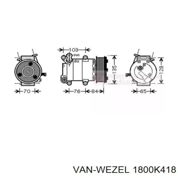 Компрессор кондиционера 1800K418 VAN Wezel