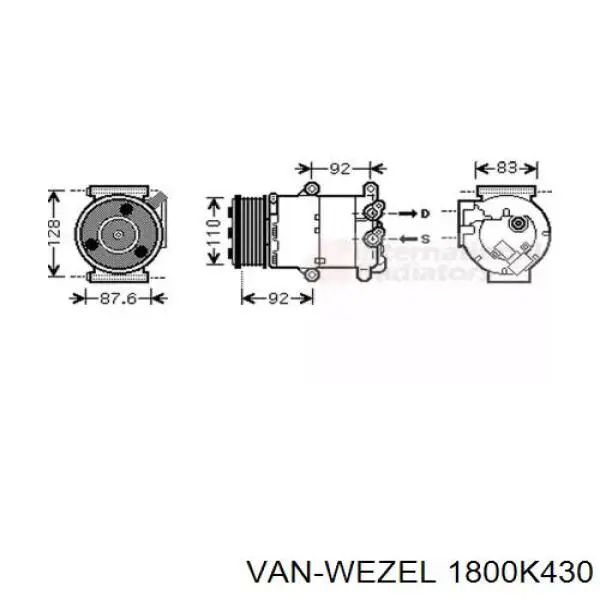 Компрессор кондиционера 1800K430 VAN Wezel