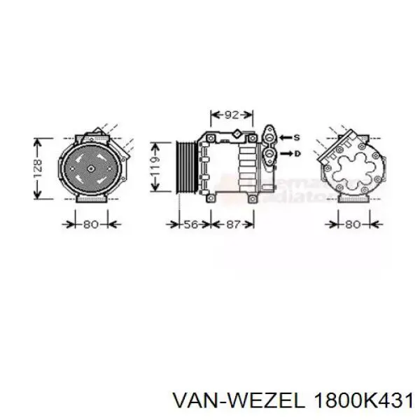 Компрессор кондиционера 1800K431 VAN Wezel