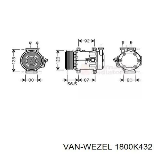 Компрессор кондиционера 1800K432 VAN Wezel