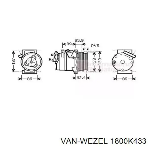 Компрессор кондиционера VAN WEZEL 1800K433