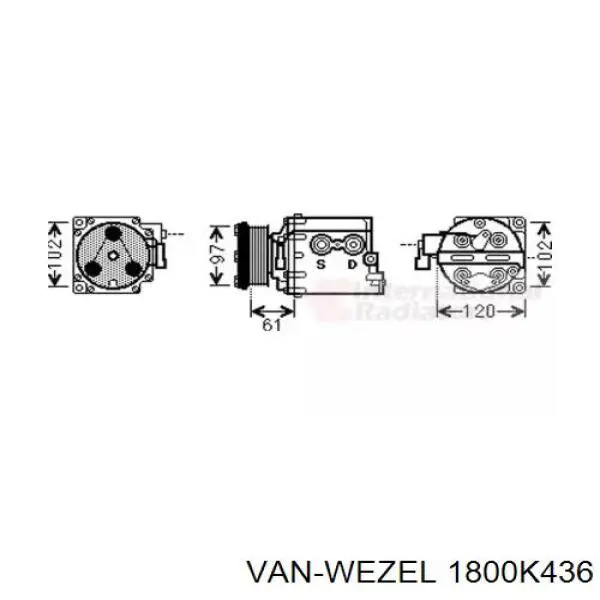 Компрессор кондиционера 1800K436 VAN Wezel