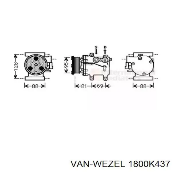 Компрессор кондиционера 1800K437 VAN Wezel