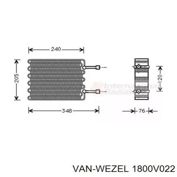 Испаритель кондиционера 1800V022 VAN Wezel