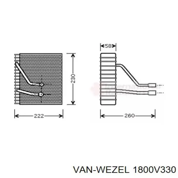 Испаритель кондиционера 1800V330 VAN Wezel