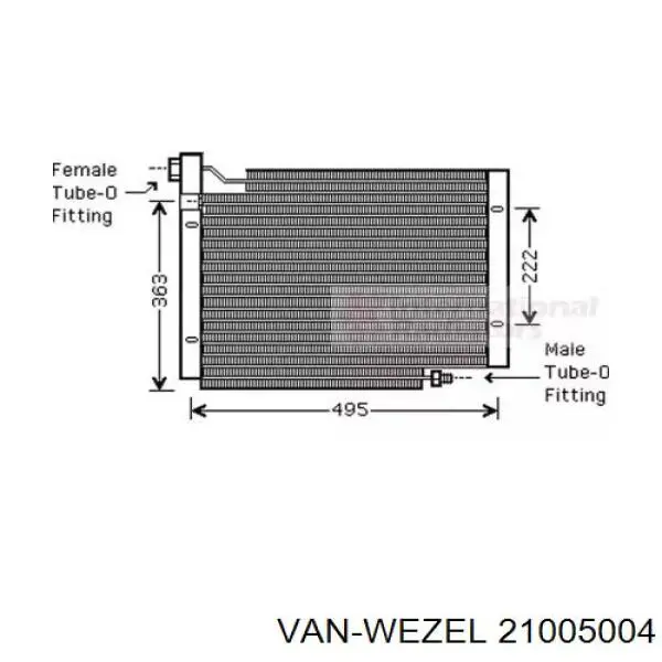 Радиатор кондиционера 21005004 VAN Wezel