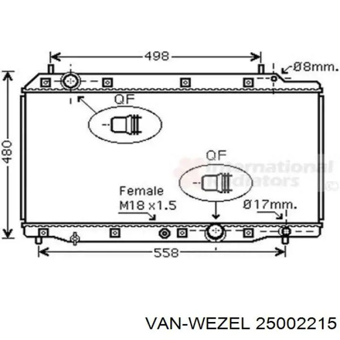 Радиатор 25002215 VAN Wezel