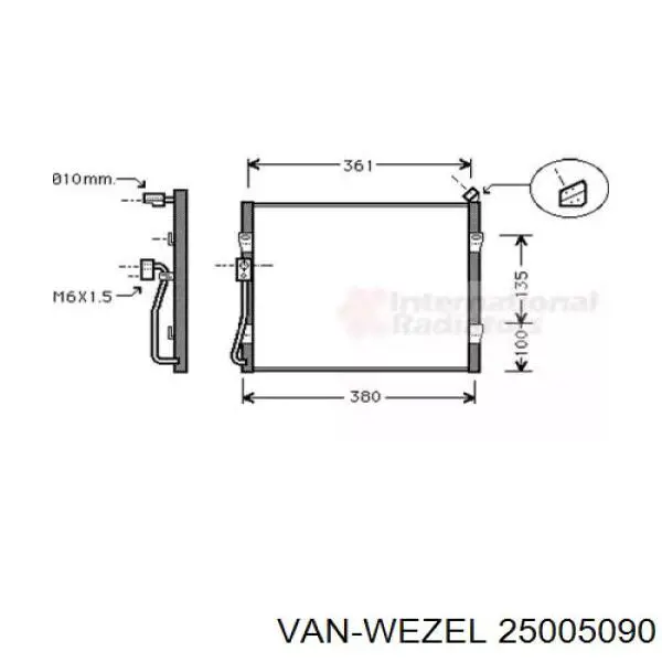 Радиатор кондиционера 25005090 VAN Wezel