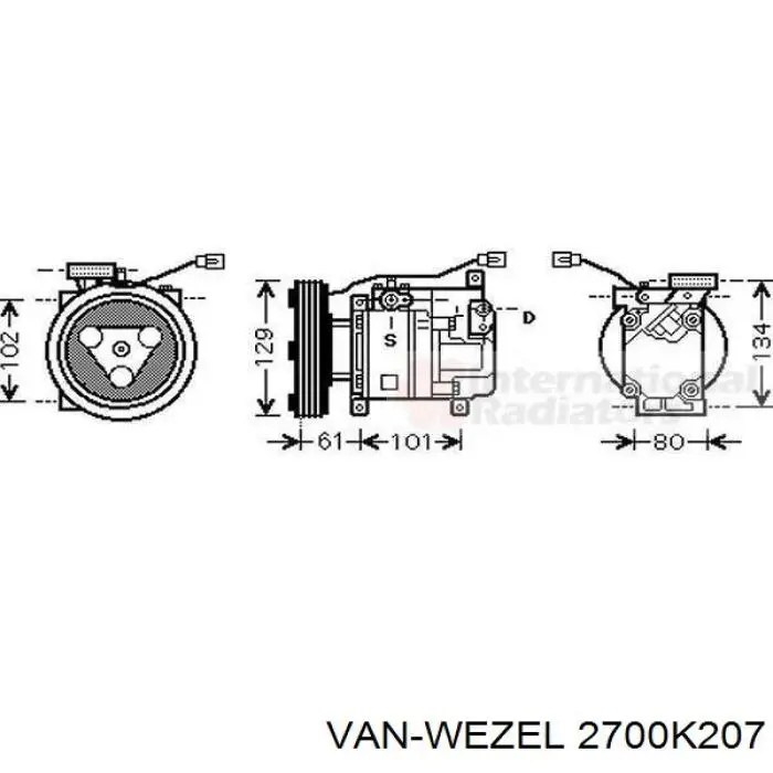 Компрессор кондиционера 2700K207 VAN Wezel