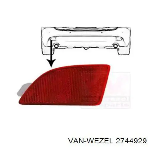 2744929 VAN Wezel retrorrefletor (refletor do pára-choque traseiro esquerdo)