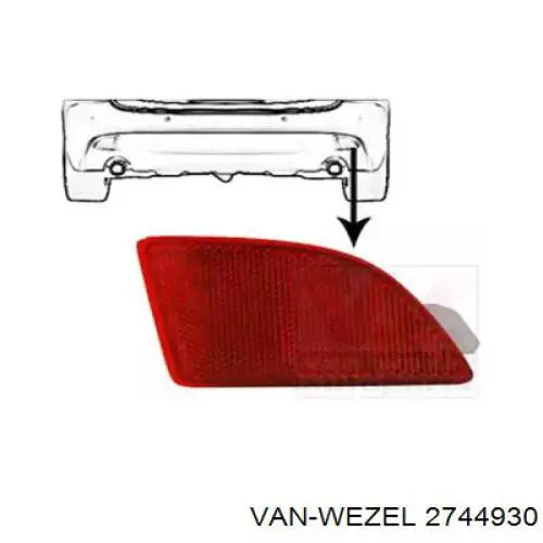 2744930 VAN Wezel retrorrefletor (refletor do pára-choque traseiro direito)