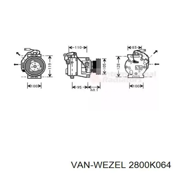 Компрессор кондиционера 2800K064 VAN Wezel