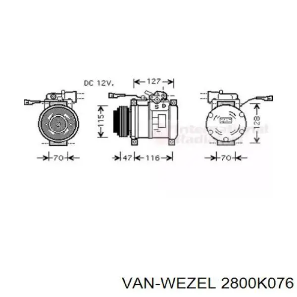 Компрессор кондиционера 2800K076 VAN Wezel