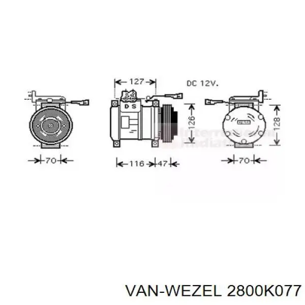 Компрессор кондиционера 2800K077 VAN Wezel