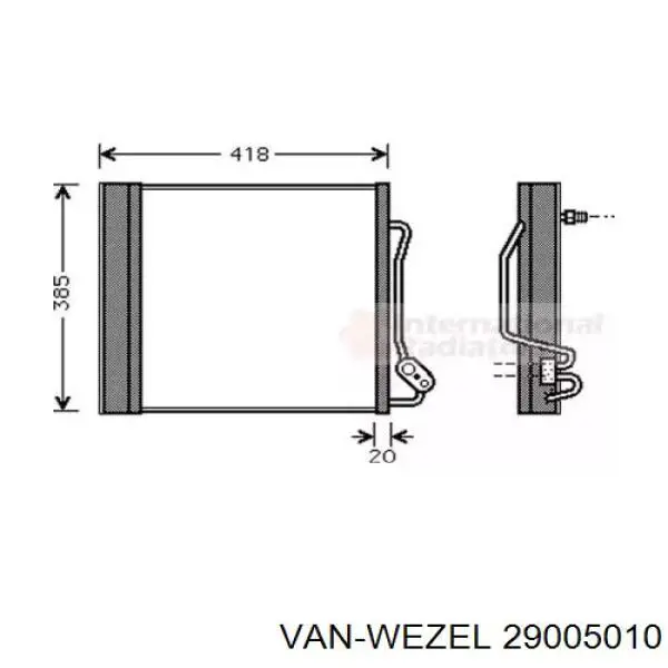 Радиатор кондиционера 29005010 VAN Wezel