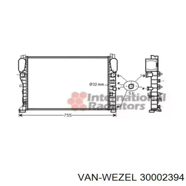 Радиатор 30002394 VAN Wezel