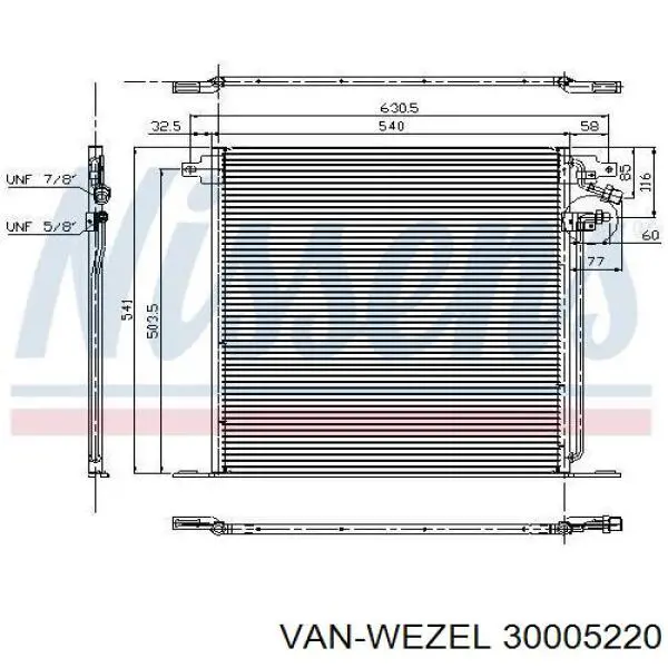 Condensador aire acondicionado 30005220 VAN Wezel