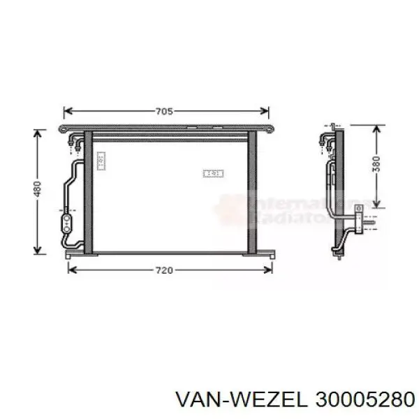 Радиатор кондиционера 30005280 VAN Wezel