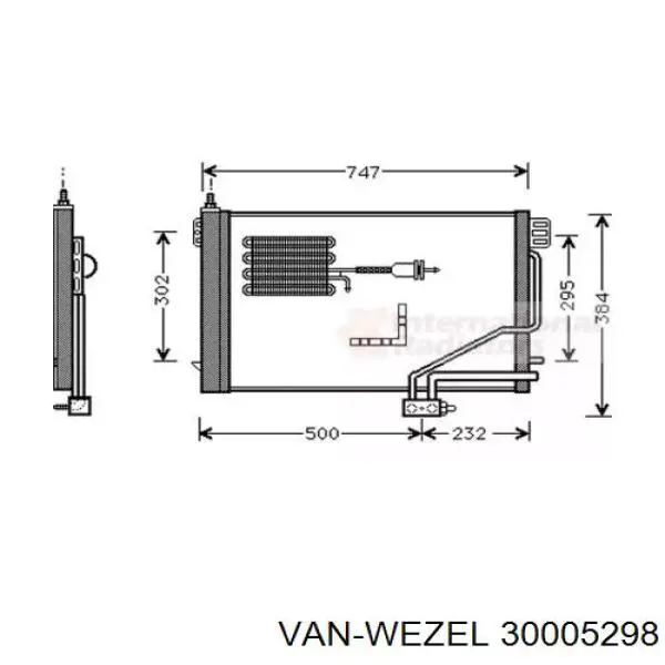 Радиатор кондиционера 30005298 VAN Wezel