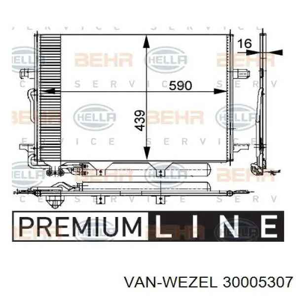 Радиатор охлаждения кондиционера VAN Wezel 30005307