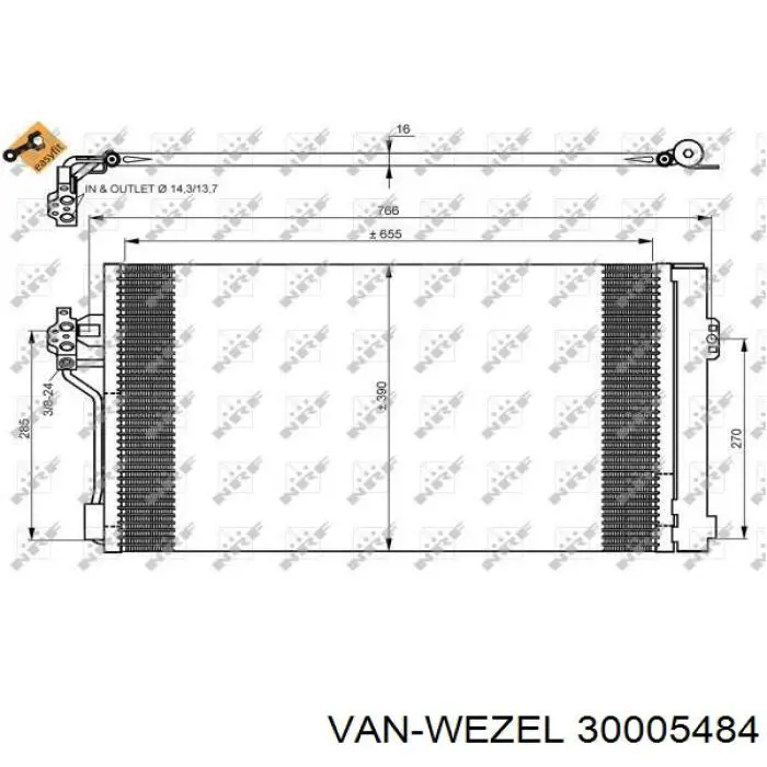 Радиатор кондиционера 30005484 VAN Wezel
