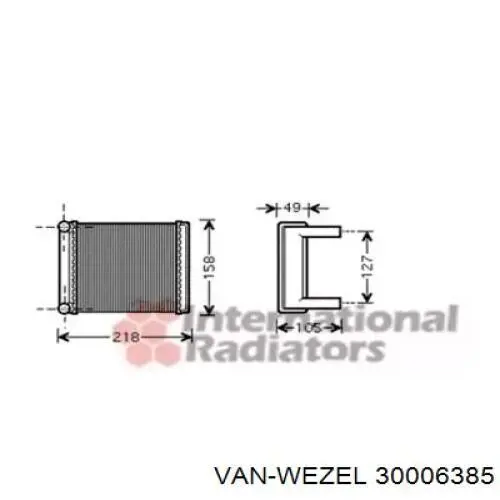 Радиатор печки (отопителя) задний 30006385 VAN Wezel