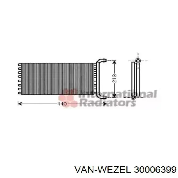 Радиатор печки (отопителя) VAN WEZEL 30006399