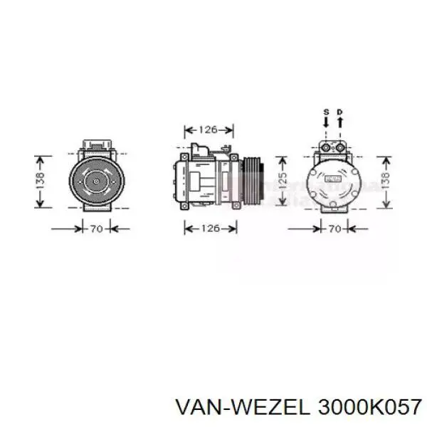 Компрессор кондиционера 3000K057 VAN Wezel