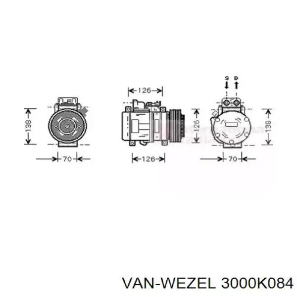 Компрессор кондиционера 3000K084 VAN Wezel