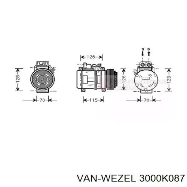 Компрессор кондиционера 3000K087 VAN Wezel