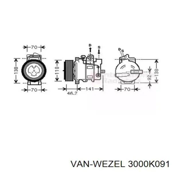 Компрессор кондиционера 3000K091 VAN Wezel